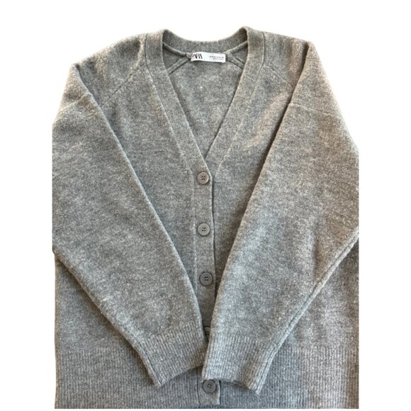 Zara Softknit Cardigan Grey Size M - Picture 5 of 8